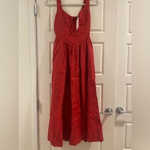 NEW Never Worn Reformation Red Linen Dress